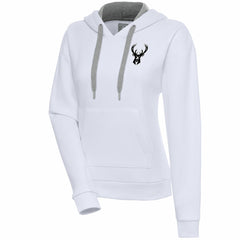 Milwaukee Bucks Antigua Women's Brushed Metallic Victory Pullover Hoodie - White online