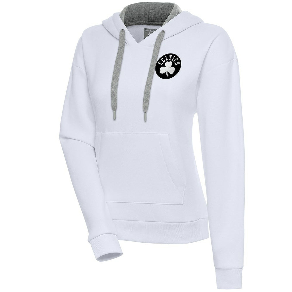 Boston Celtics Antigua Women's Brushed Metallic Victory Pullover Hoodie - White sale