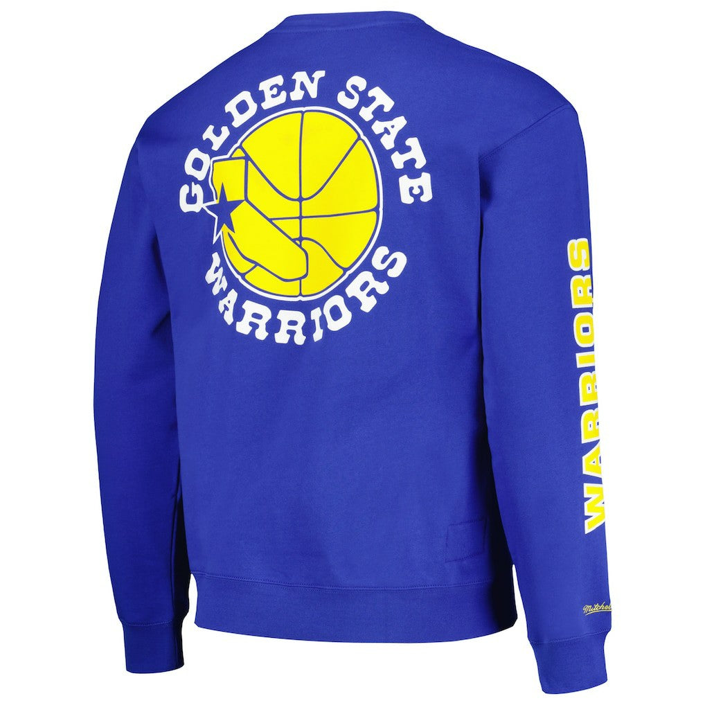 Golden State Warriors Hardwood Classics There and Back Pullover Sweatshirt sale - Royal | Mitchell & Ness on sale