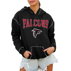 NFL Atlanta Falcons Gameday Couture Women's Oversized Catch the Vibe Studded Pullover Hoodie