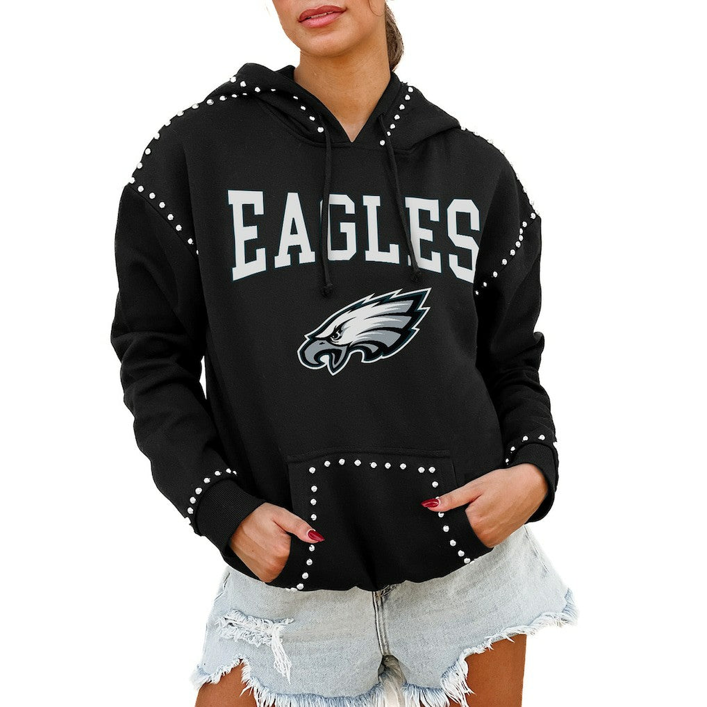 NFL Philadelphia Eagles Gameday Couture Women's Oversized Catch the Vibe Studded Pullover Hoodie
