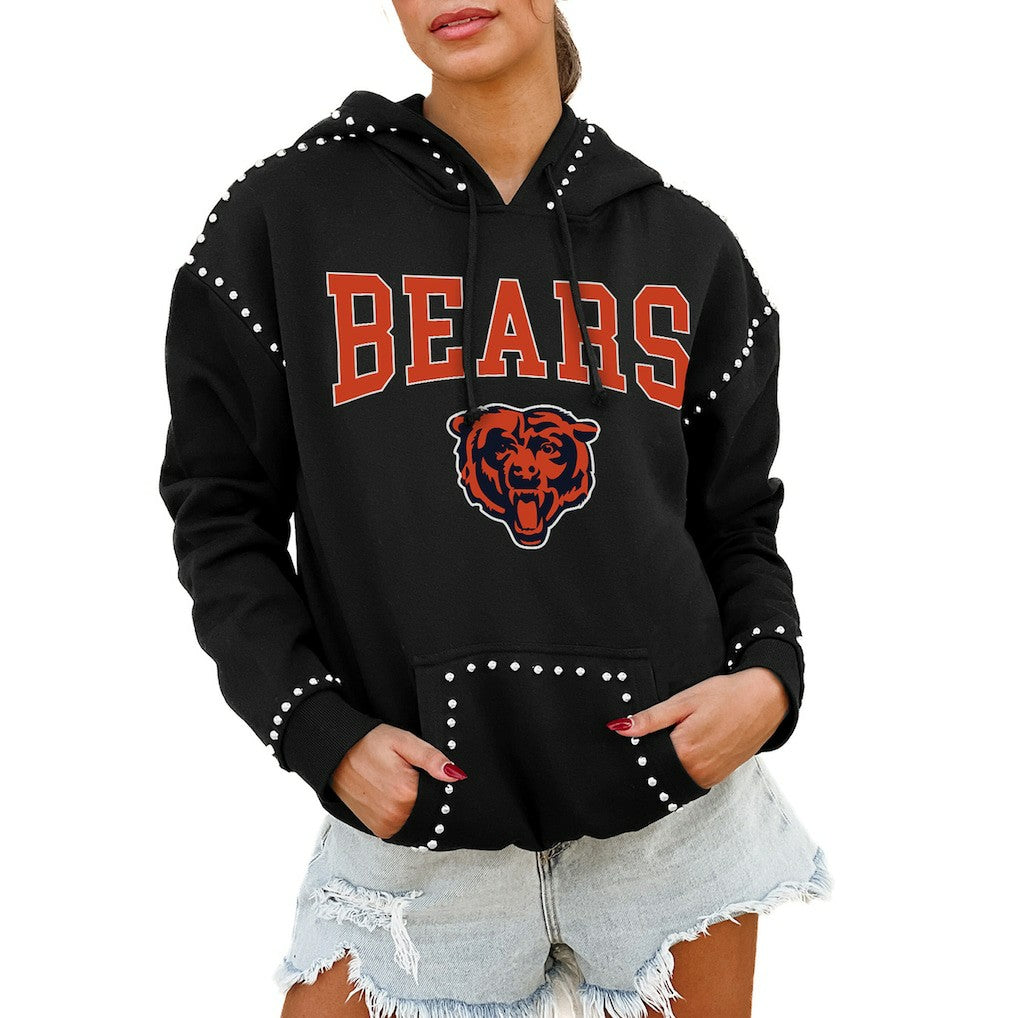 NFL Chicago Bears Gameday Couture Women's Oversized Catch the Vibe Studded Pullover Hoodie