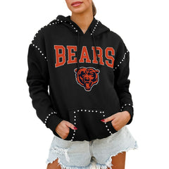 NFL Chicago Bears Gameday Couture Women's Oversized Catch the Vibe Studded Pullover Hoodie