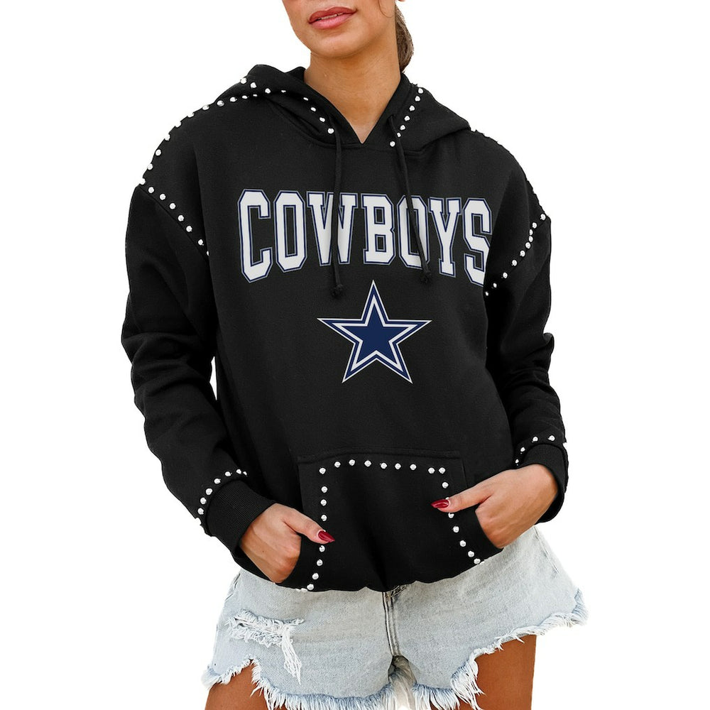 NFL Dallas Cowboys Gameday Couture Women's Oversized Catch the Vibe Studded Pullover Hoodie