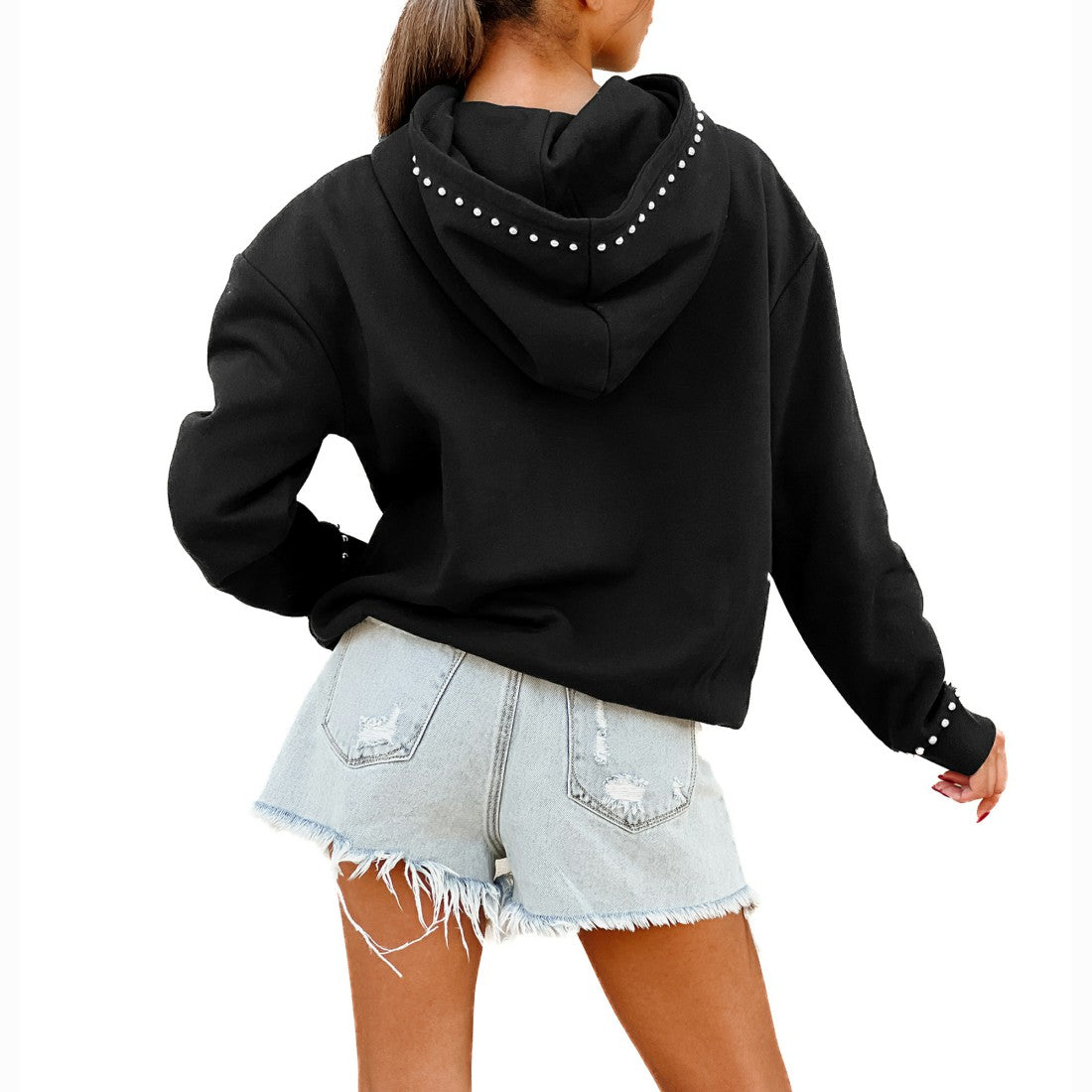 NFL Houston Texans Gameday Couture Women's Oversized Catch the Vibe Studded Pullover Hoodie