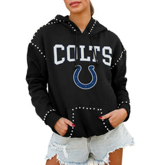 NFL Indianapolis Colts Gameday Couture Women's Oversized Catch the Vibe Studded Pullover Hoodie