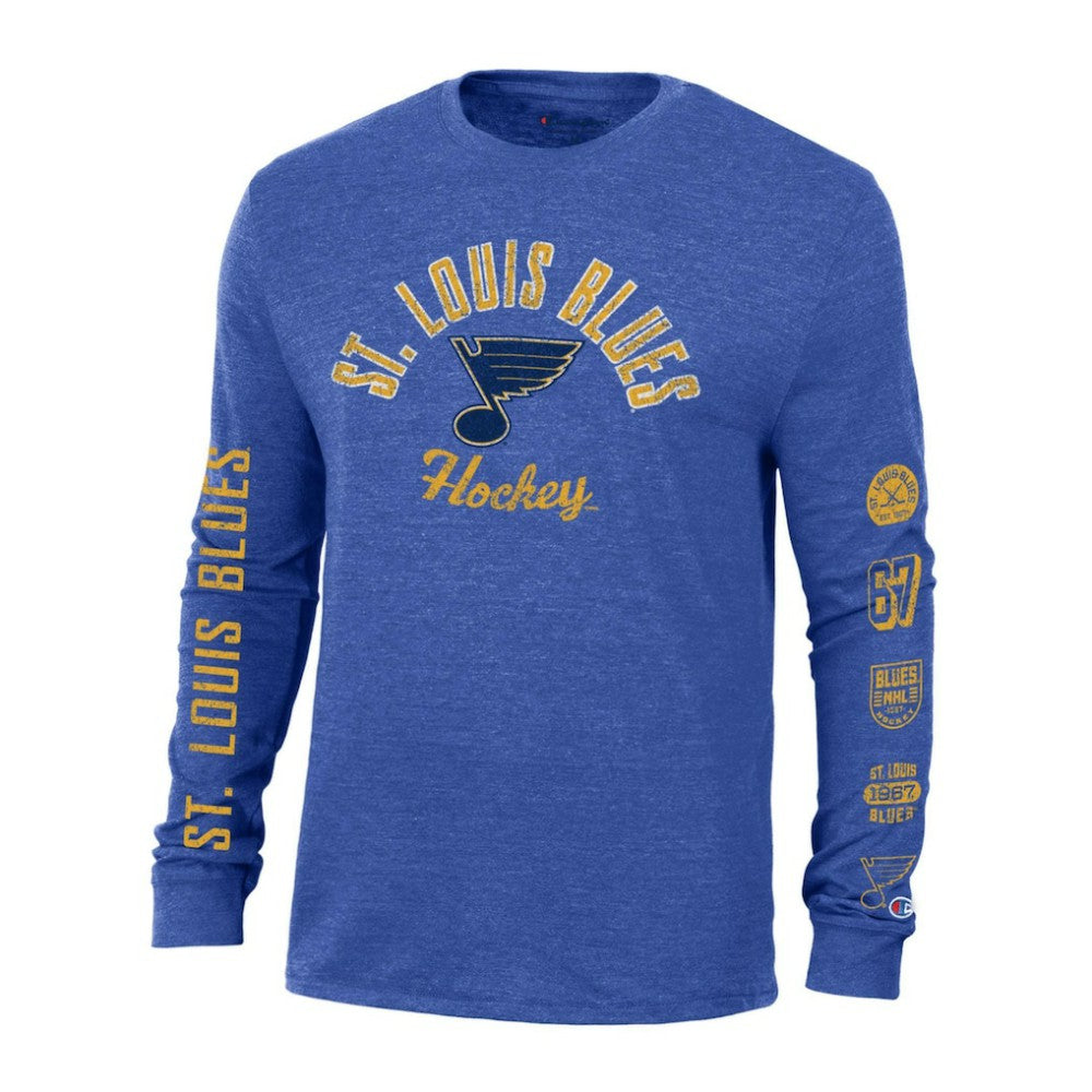 St. Louis Blues Champion Multi-Logo Tri-Blend Long Sleeve T-Shirt