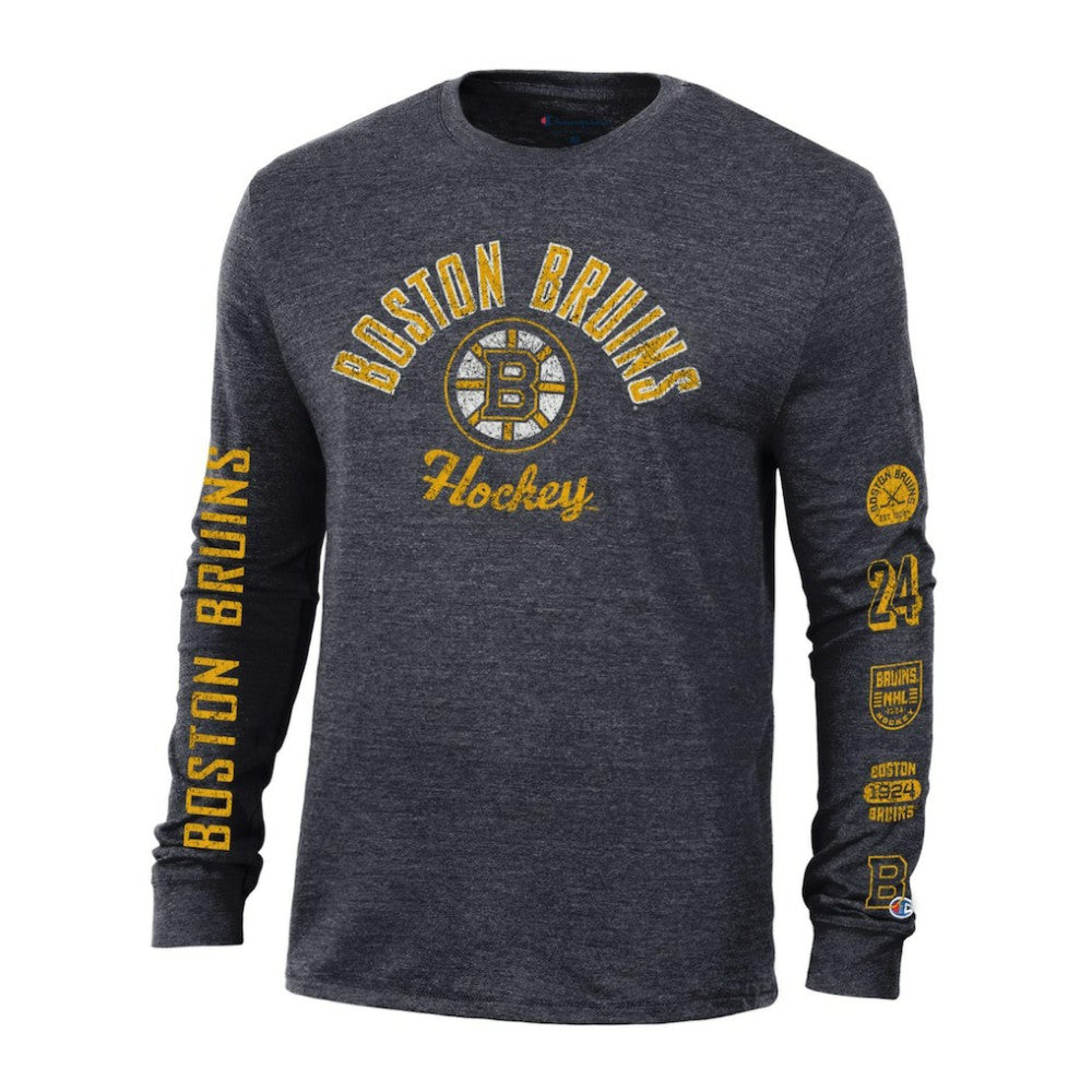 Boston Bruins Champion Multi-Logo Tri-Blend Long Sleeve T-Shirt