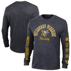 Pittsburgh Penguins Champion Multi-Logo Tri-Blend Long Sleeve T-Shirt