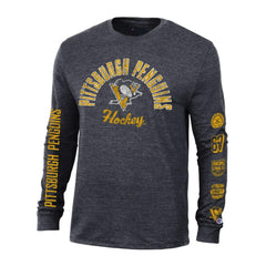 Pittsburgh Penguins Champion Multi-Logo Tri-Blend Long Sleeve T-Shirt