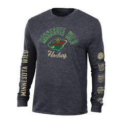 Minnesota Wild Champion Multi-Logo Tri-Blend Long Sleeve T-Shirt