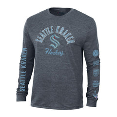 Seattle Kraken Champion Multi-Logo Tri-Blend Long Sleeve T-Shirt