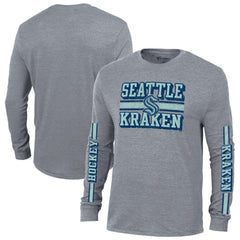 Seattle Kraken Champion Tri-Blend Dual-Stripe Long Sleeve T-Shirt