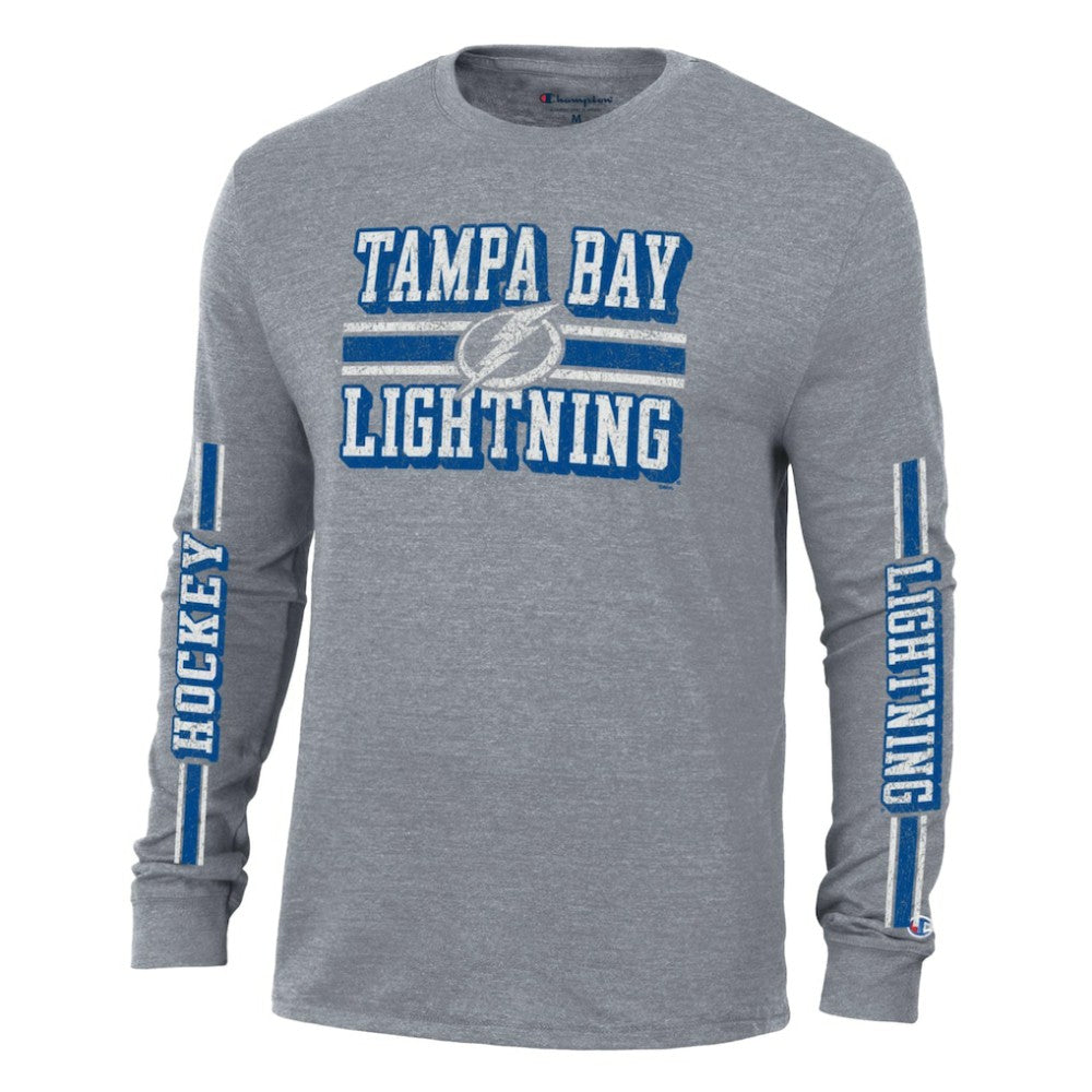 Tampa Bay Lightning Champion Tri-Blend Dual-Stripe Long Sleeve T-Shirt