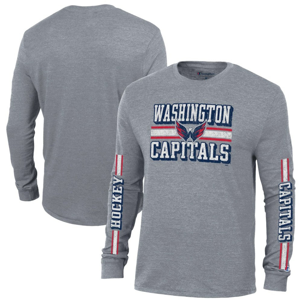 Washington Capitals Champion Tri-Blend Dual-Stripe Long Sleeve T-Shirt