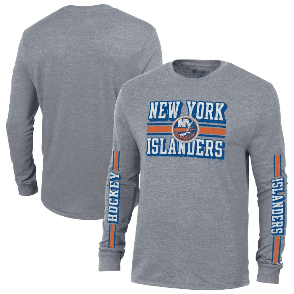 New York Islanders Champion Tri-Blend Dual-Stripe Long Sleeve T-Shirt