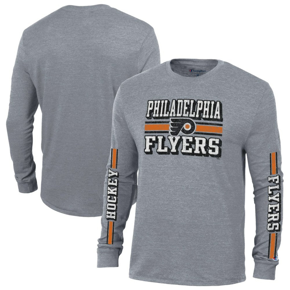 Philadelphia Flyers Champion Tri-Blend Dual-Stripe Long Sleeve T-Shirt