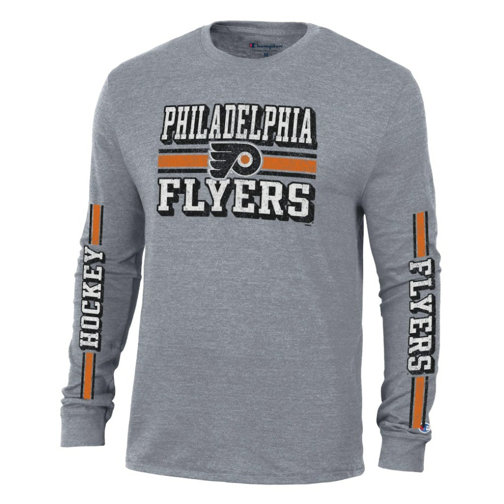 Philadelphia Flyers Champion Tri-Blend Dual-Stripe Long Sleeve T-Shirt