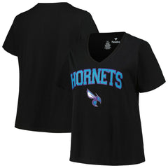 Charlotte Hornets Profile Women's Plus Size Arch Over Logo V-Neck T-Shirt - Black online