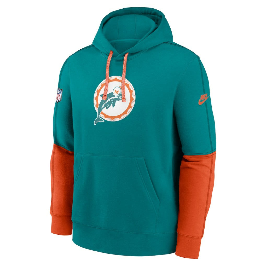 NFL Miami Dolphins Throwback Logo Club Tri-Blend Pullover Hoodie