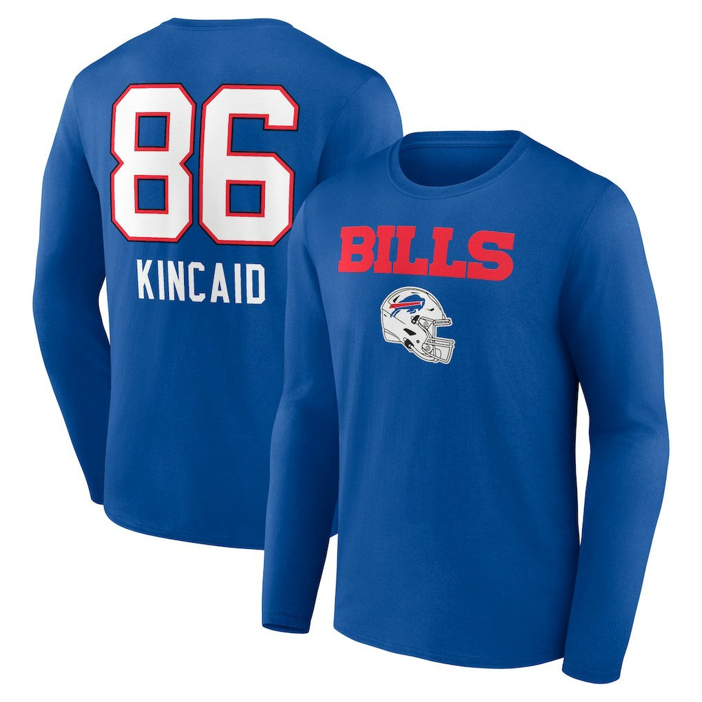 NFL Buffalo Bills Dalton Kincaid  Team Wordmark Player Name & Number Long Sleeve T-Shirt