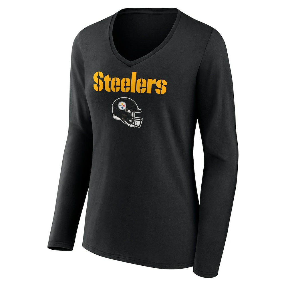 NFL Pittsburgh Steelers Joey Porter Jr.  Women's Team Wordmark Player Name & Number Long Sleeve V-Neck T-Shirt