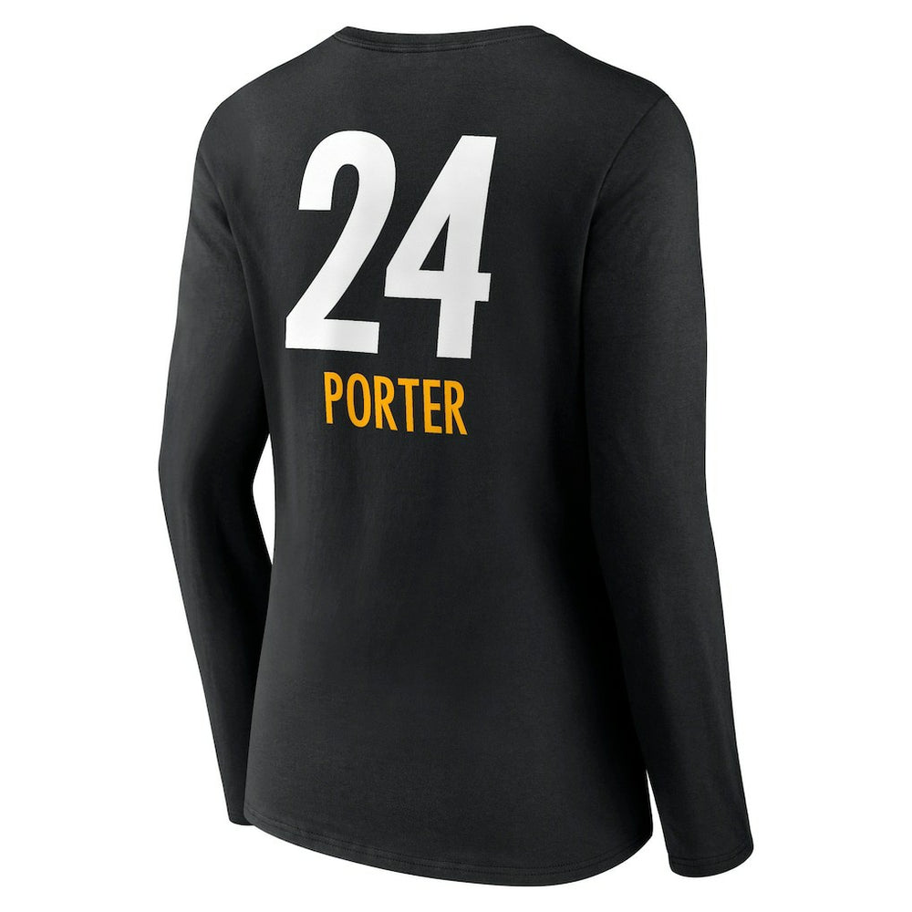 NFL Pittsburgh Steelers Joey Porter Jr.  Women's Team Wordmark Player Name & Number Long Sleeve V-Neck T-Shirt