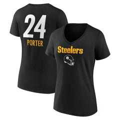 NFL Pittsburgh Steelers Joey Porter Jr.  Women's Team Wordmark Player Name & Number V-Neck T-Shirt