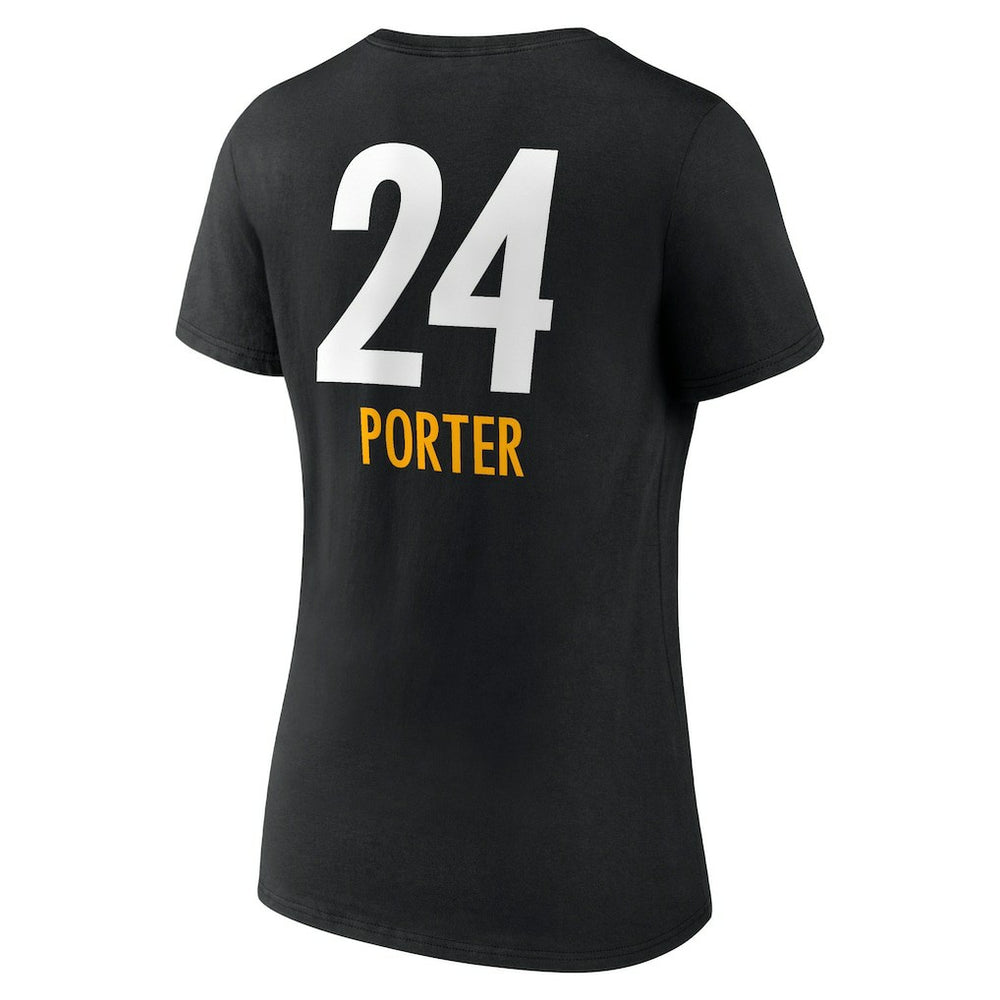 NFL Pittsburgh Steelers Joey Porter Jr.  Women's Team Wordmark Player Name & Number V-Neck T-Shirt