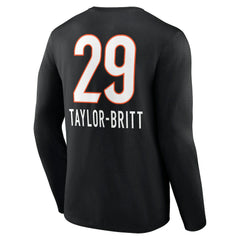 NFL Cincinnati Bengals Cam Taylor-Britt  Team Wordmark Player Name & Number Long Sleeve T-Shirt