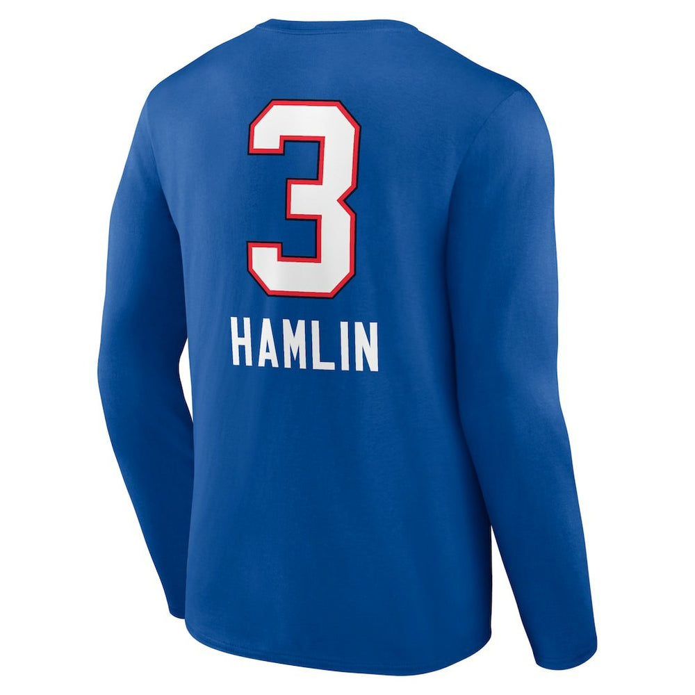 NFL Buffalo Bills Damar Hamlin  Team Wordmark Player Name & Number Long Sleeve T-Shirt