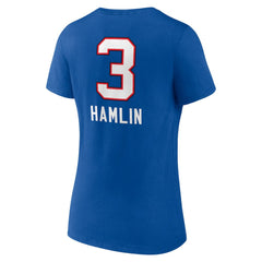 NFL Buffalo Bills Damar Hamlin  Women's Team Wordmark Player Name & Number V-Neck T-Shirt