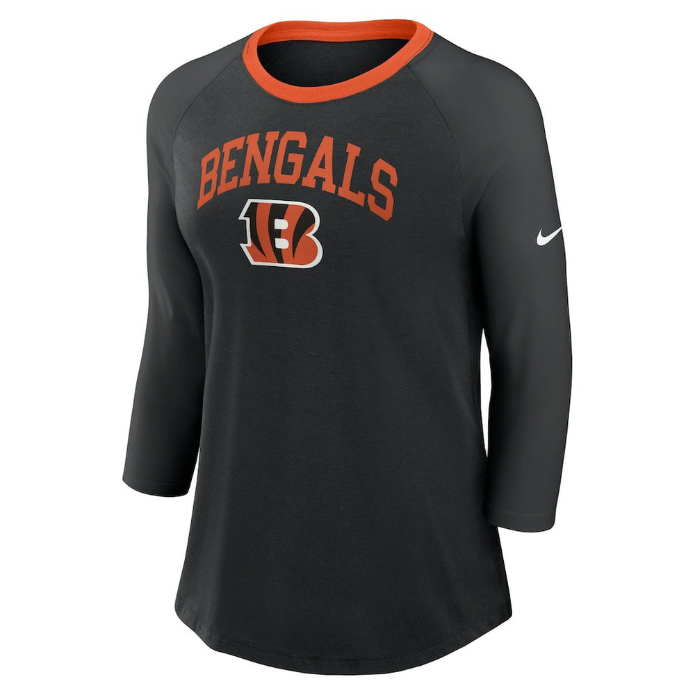 NFL Cincinnati Bengals Women's 3/4 Sleeve Raglan Fashion Top