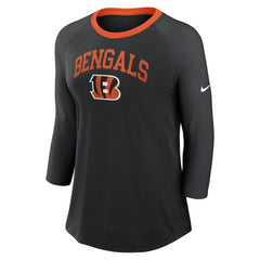 NFL Cincinnati Bengals Women's 3/4 Sleeve Raglan Fashion Top