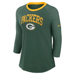 NFL Green Bay Packers Women's 3/4 Sleeve Raglan Fashion Top