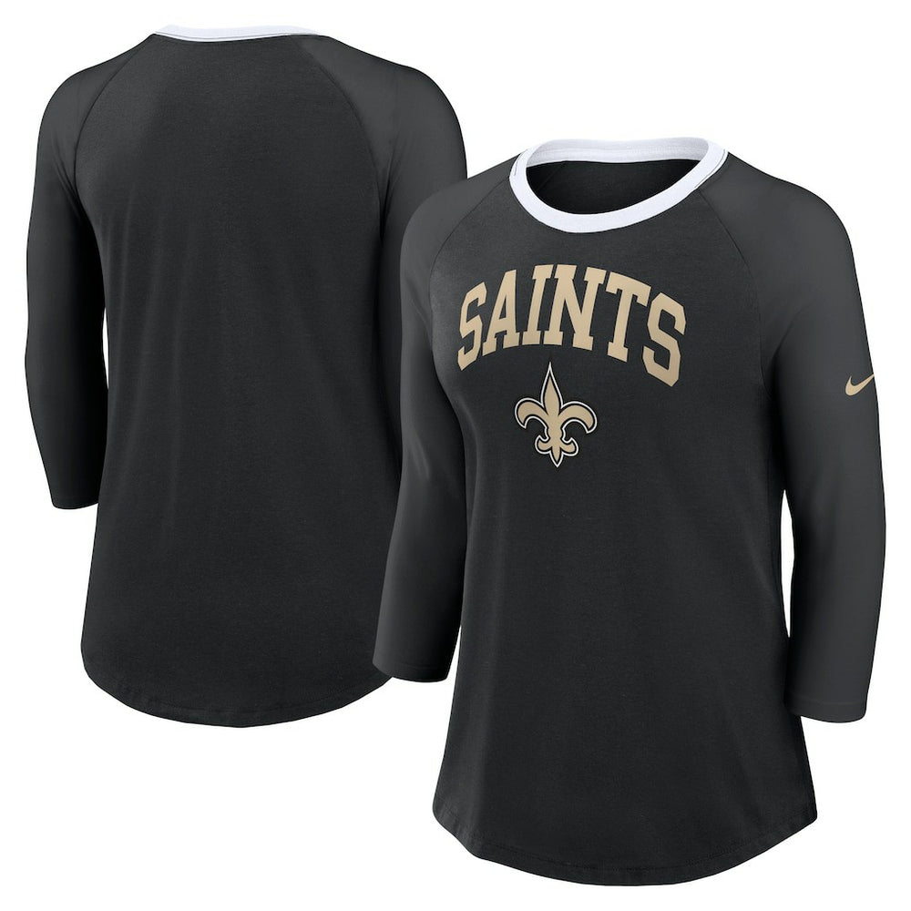 NFL New Orleans Saints Women's 3/4 Sleeve Raglan Fashion Top
