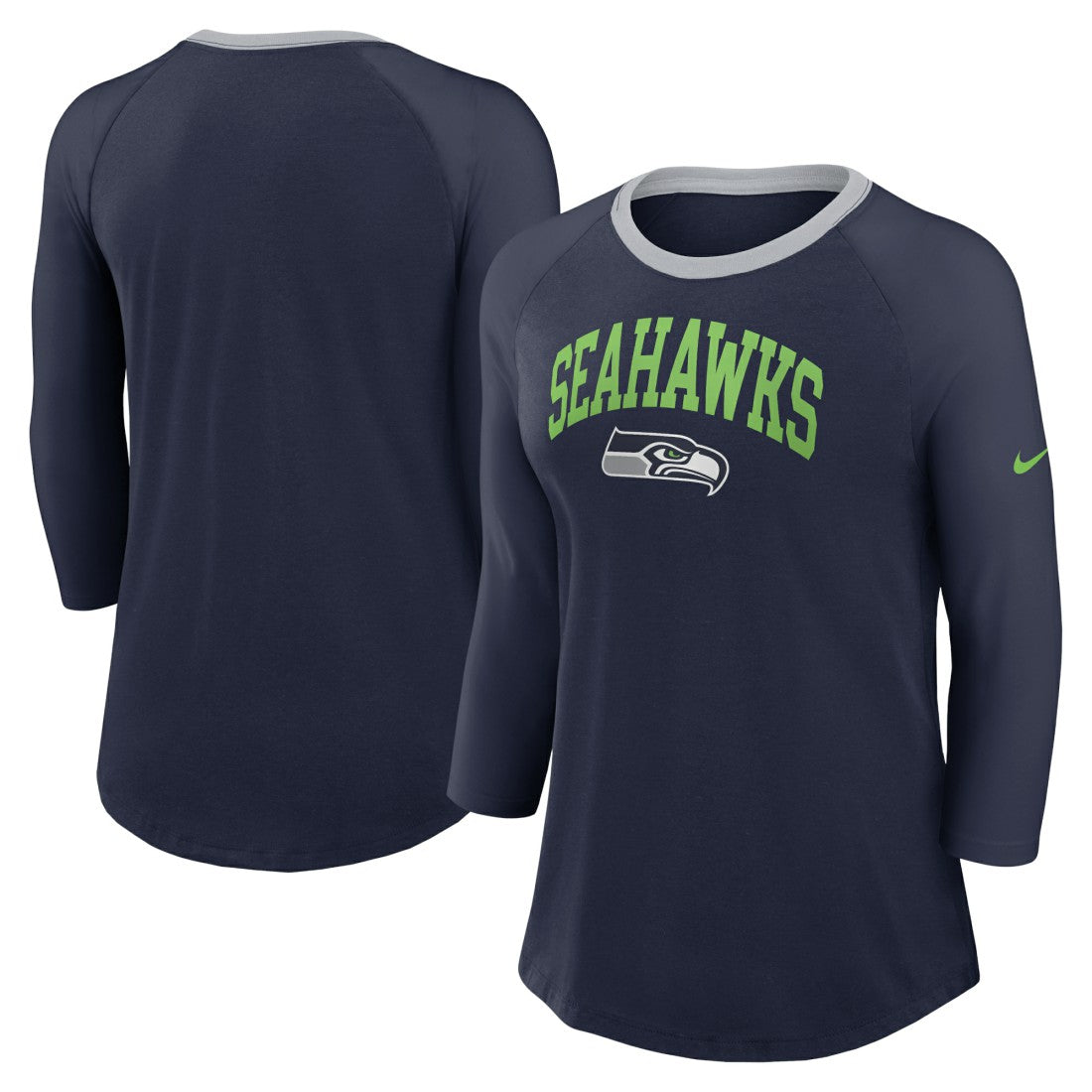 NFL Seattle Seahawks Women's 3/4 Sleeve Raglan Fashion Top