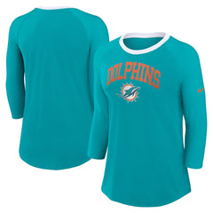 NFL Miami Dolphins Women's 3/4 Sleeve Raglan Fashion Top
