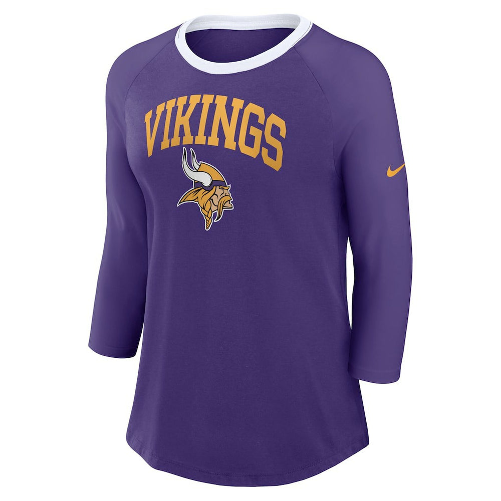 NFL Minnesota Vikings Women's 3/4 Sleeve Raglan Fashion Top