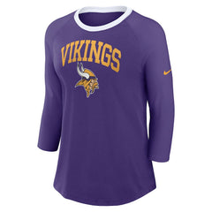 NFL Minnesota Vikings Women's 3/4 Sleeve Raglan Fashion Top