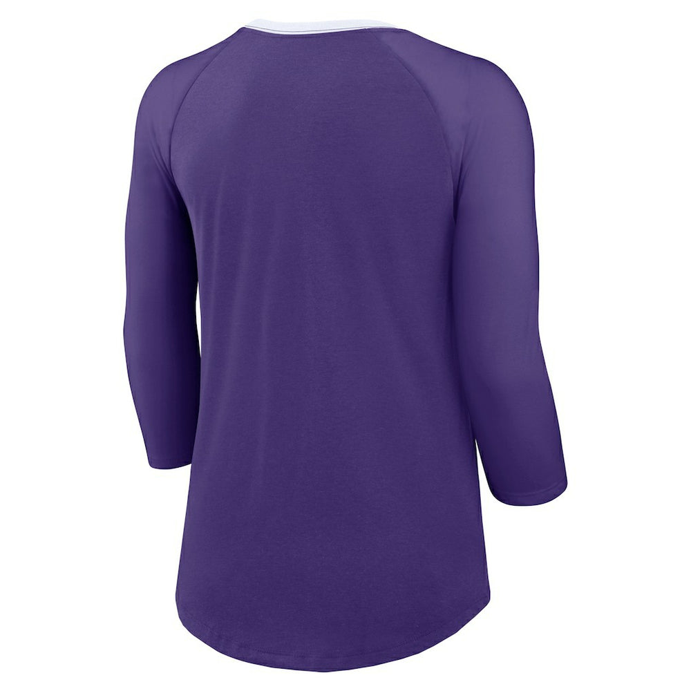 NFL Minnesota Vikings Women's 3/4 Sleeve Raglan Fashion Top