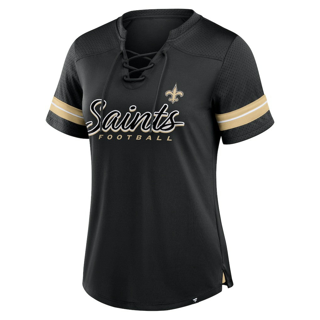 NFL New Orleans Saints Women's Play Script Lace-Up T-Shirt
