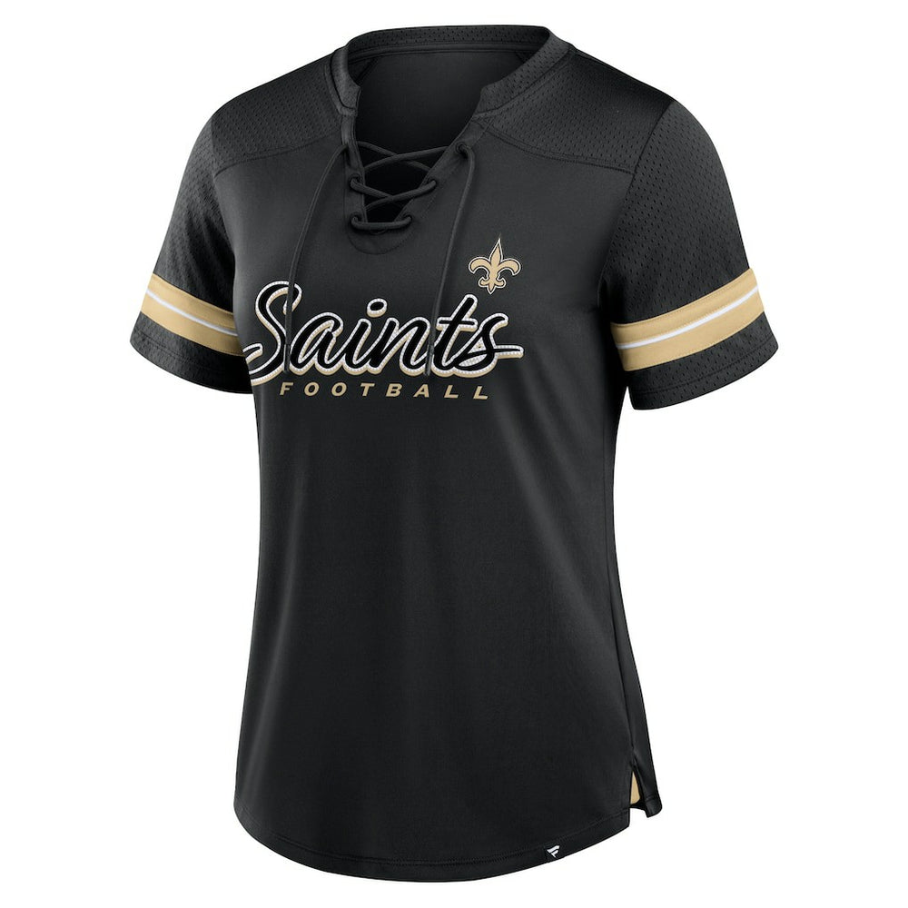 NFL New Orleans Saints Women's Play Script Lace-Up T-Shirt