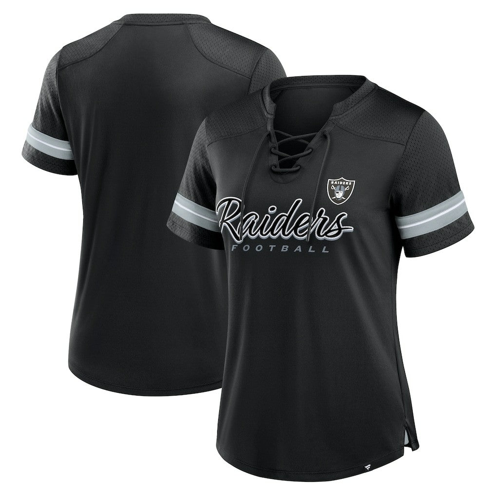 NFL Las Vegas Raiders Women's Play Script Lace-Up T-Shirt