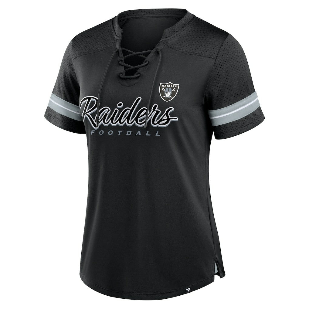 NFL Las Vegas Raiders Women's Play Script Lace-Up T-Shirt