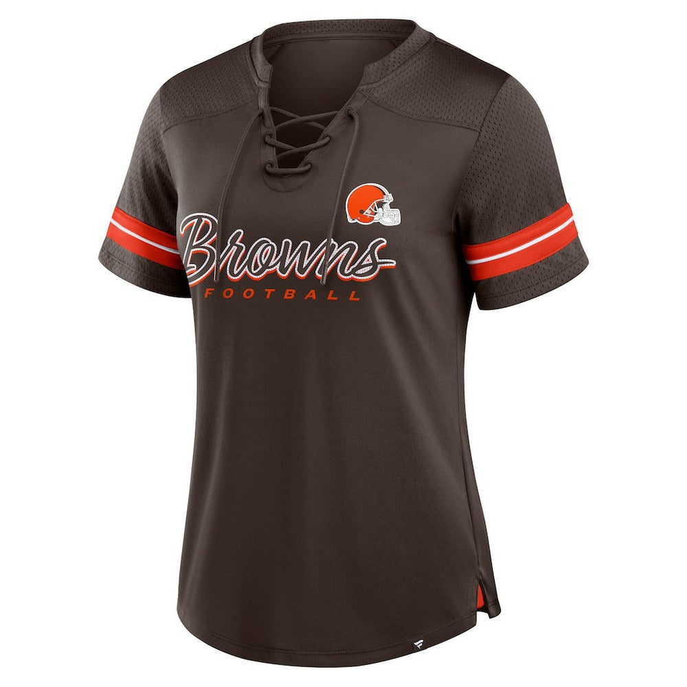 NFL Cleveland Browns Women's Play Script Lace-Up T-Shirt