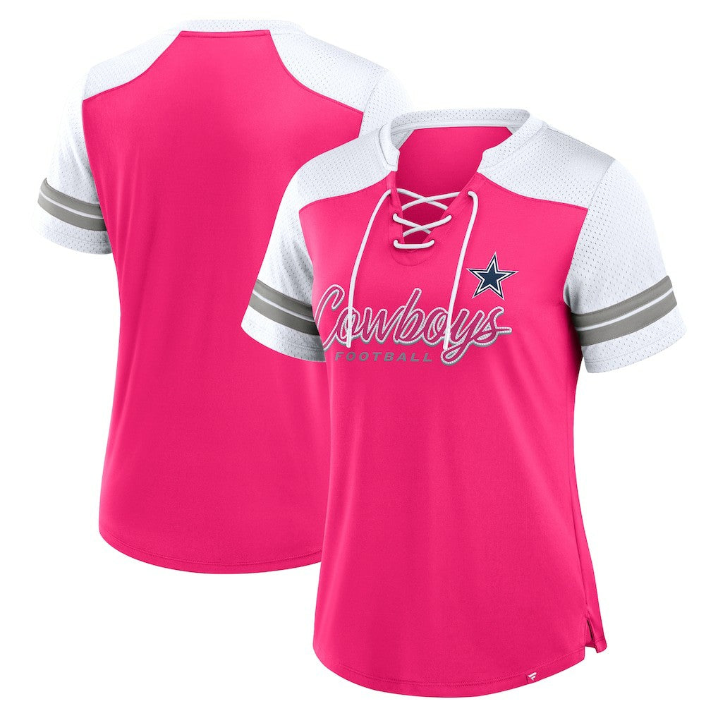 NFL Dallas Cowboys Women's Play Script Lace-Up T-Shirt