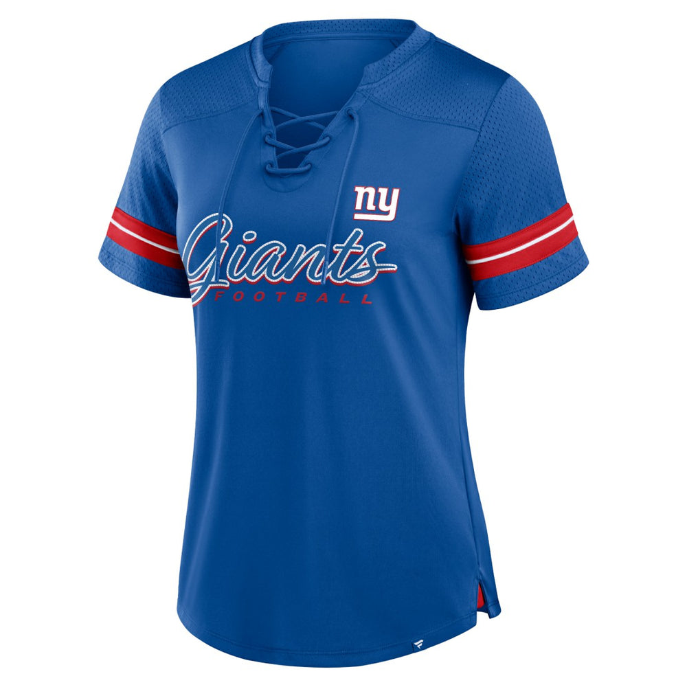 NFL New York Giants Women's Play Script Lace-Up T-Shirt