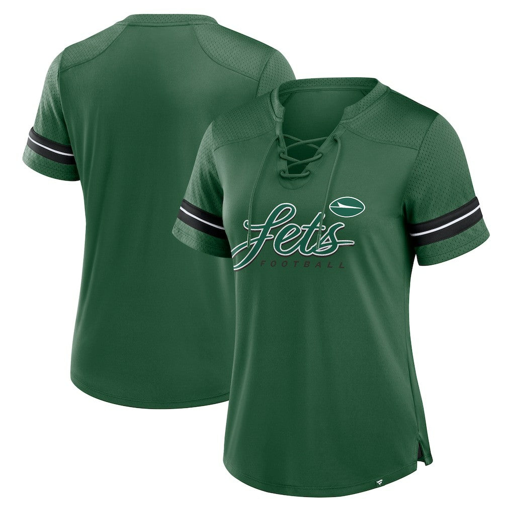 NFL New York Jets Women's Play Script Lace-Up T-Shirt