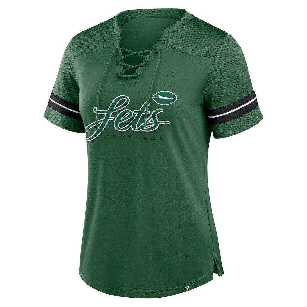 NFL New York Jets Women's Play Script Lace-Up T-Shirt